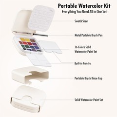 Mini Watercolor Paint Set – Compact Travel Art Kit with 16 Colors,Detail Pain…