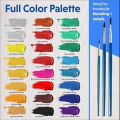 Acrylic Paint Set 24 Colors with Brushes Non Toxic Art Kit for Kids and Adults
