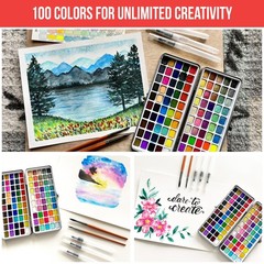 Watercolor Paint Set with 100 Bright 1 Fl Oz (Pack of 1), Standard