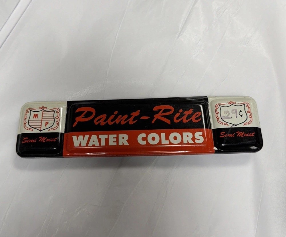 VTG Tin Litho MP Montrose Products Paint Rite Water Colors Case w/paint No 108