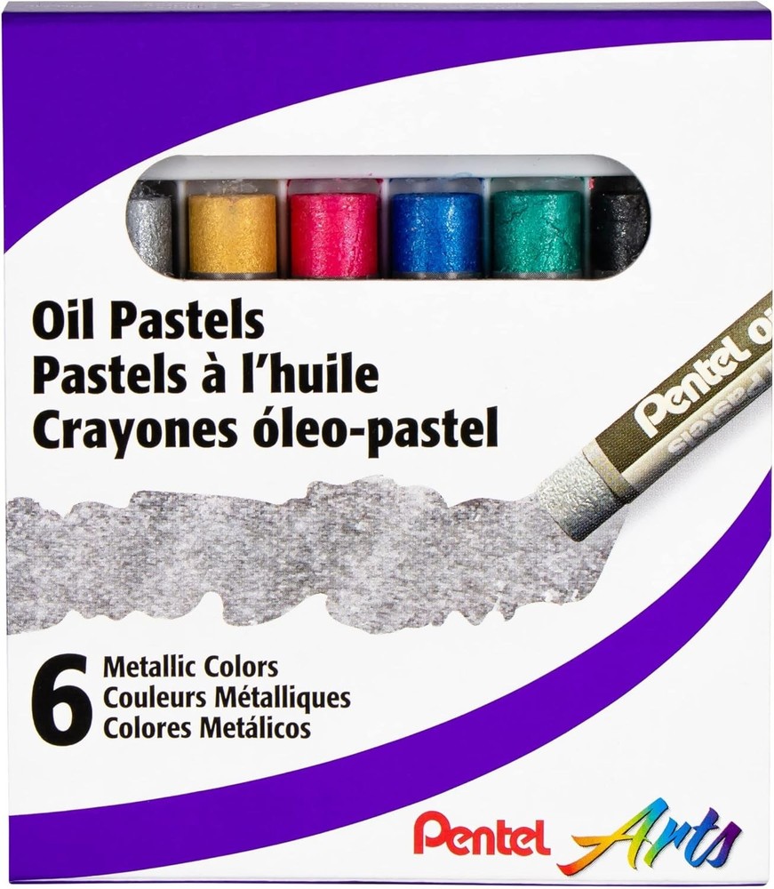 Pentel Arts Metallic Oil Pastels 6 Count (Pack of 1),