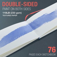 5.5″ x 8.5″ Art Watercolor Book, 2 Pack, 76 Sheets, 110lb, Linen-Bound Hardcover