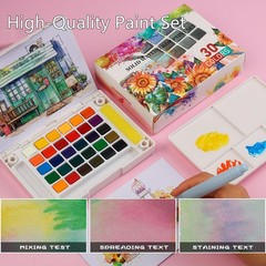 MAIKEDEPOT Portable Watercolor Paint Set 30 Colors Travel Watercolor Kit wit…