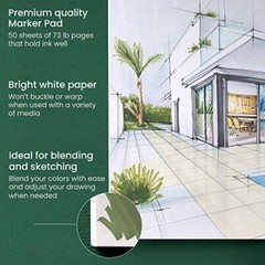 Marker Paper Pad Pack of 2 9 x 12 Inches 50 Sheets Glue-Bound Smooth Coated 7…