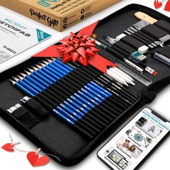 NIL-Tech Art Supplies Graphite Drawing Pencils and Sketch Set (37 Piece Kit) – C