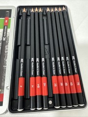 Koh-I-Noor Graphite Pencil Sketch Set Tin HB 2B 4B 6B 8B Art Drawing Used