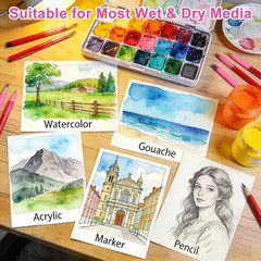 60 Sheets Watercolor Paper Bluk, 140Lb/300Gsm Cold Press Water Color Paper 5 …