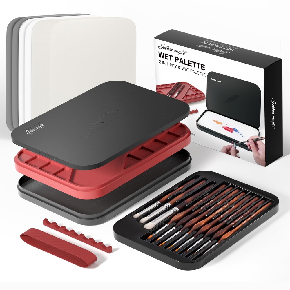 Wet Pallet for Painting Miniatures – Golden Maple 2 in 1 17x23cm, Red+black