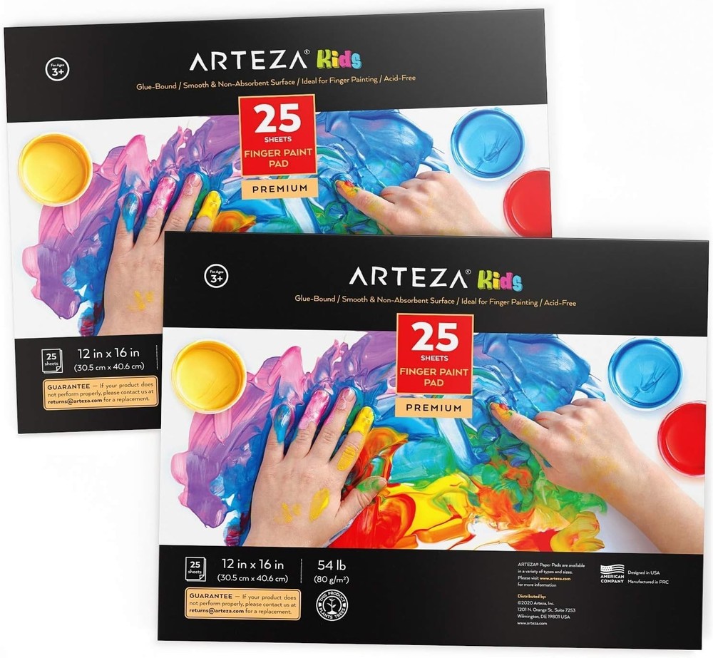 Finger Paint Paper Pad Drawing Book For Kids 12×16 Inch 54lb/80gsm 2 Pack