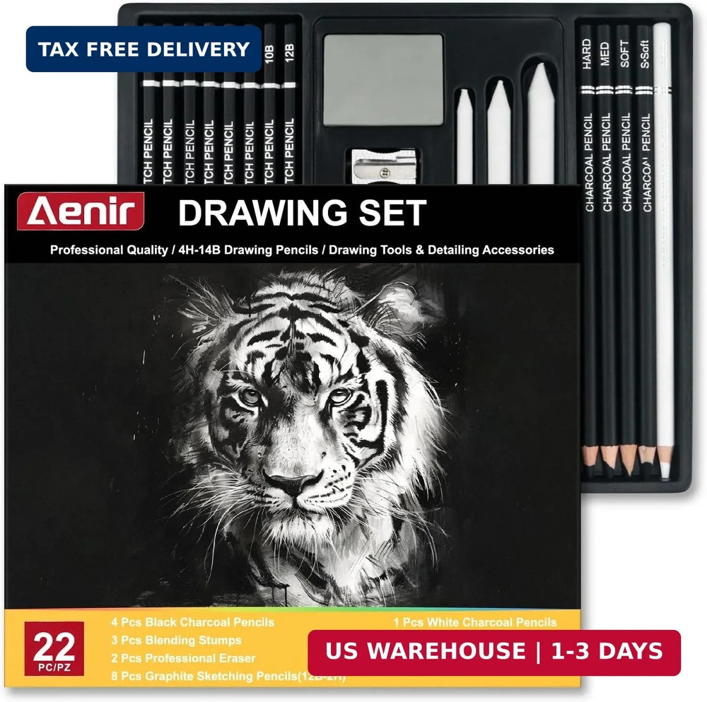 Aenir Charcoal Pencils for Drawing, Set of 22, Professional Drawing Sketch Penci