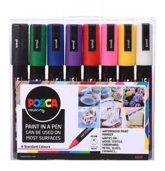 Uni Posca Marker 8 Colour Pack : PC-1MR / PC-1M / PC-3M / PC5-M / PC-7M / PC8-K