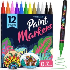 DAPAWIN Permanent Oil Based Paint Markers: Fine Point Oil Paint Pen, 12 Color…