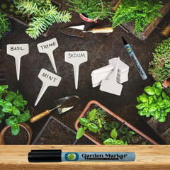 2 Pack Garden Marker Pen Permanent Markers Black (UV Fade Resistant Marker Pe…