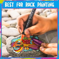 36 Colors Dual Tip Acrylic Paint Markers – Fine & Brush Tips for Rock, Canvas, W