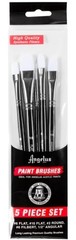 Angelus Paint Brush Set of 5 Round Flat Angular High Quality Artist Brushes