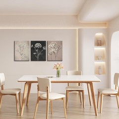 Neutral Floral Wall Art set of 3 Framed Beige Botanical Canvas Prints, Minima…