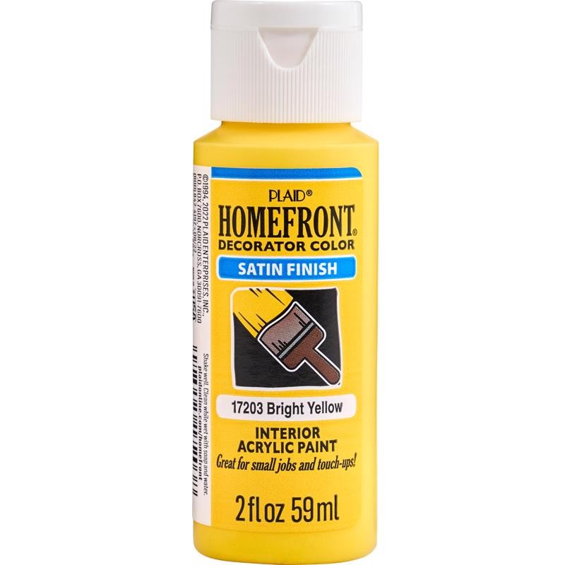 Homefront 17203N Satin Bright Yellow Multi Surface Hobby Paint 2 oz. (Pack of 3)