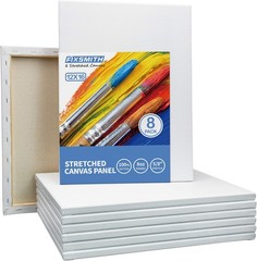 Stretched White Blank Canvas – 12 x 16 Inch, Bulk Pack of 8, Primed, 100% Cotton