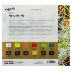 Mont Marte Acrylic Ink Premium 12pc x 20ml (0.7 US fl.oz), 0.7 fl oz