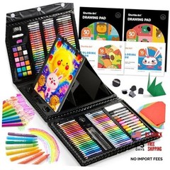 335 Piece Kids Art Set, Multi-Media Art Supplies, Gift Art Kit Black-335 Piece