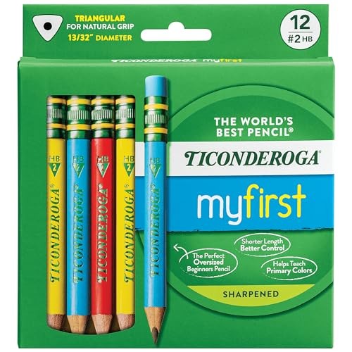 My First Short Triangular Wood-Cased Pencils, #2 HB Soft, With Erasers,