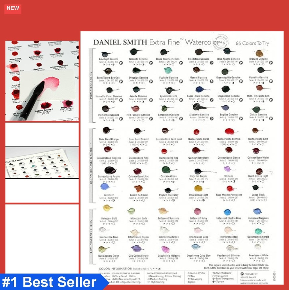 Watercolor Dot Card 66 Colors Extra Fine PrimaTeks Quinacridone Cadmium