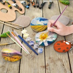 15-Pack Extra Large River Rocks 3.1-4.7 inch Flat Smooth Stones for Painting