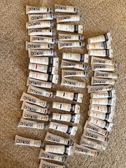 BRAND NEW Golden and Liquitex Paint Lot NO DUPLICATES 50 colors. Retail $600 +