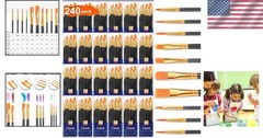 Multi-Size Artist Paint Brushes Set of 240 for Kids & Adults – Easy Care & Use
