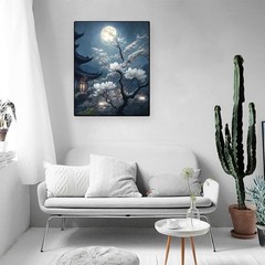 White Magnolia Flowers 5D Diamond Art Painting for Adults Full Drill Round Diamo