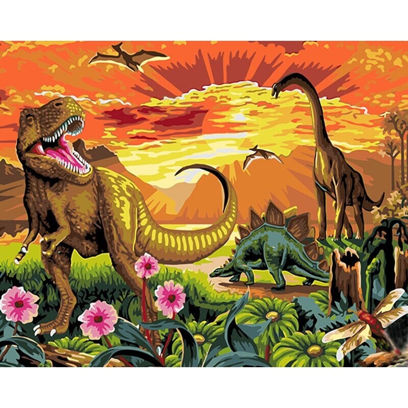 Paint By Numbers Adults kids Dinosaur Animals DIY Painting Kit 40x50CM Canvas