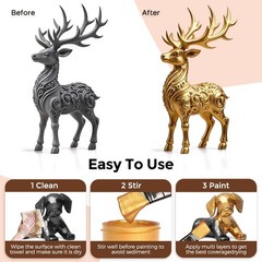 Metallic Acrylic Paint Set – Gold, Silver, Copper – Non-Toxic 12oz for Art & Cra