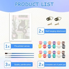 Black Cat Paint by Numbers Kit for Adults Beginners Acrylic Art Decor