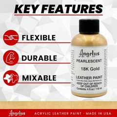 Durable 18K Gold Acrylic Leather Paint – 4oz, Waterproof for Stunning Designs