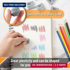 Mr. Pen- Kneaded Erasers, 1.44″ x 1.36″, 6 Pack, Gray, Soft Moldable Art Erasers