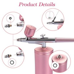 Pink Cordless 48PSI Airbrush Kit High Pressure Compressor With 0.3mm Nozzle