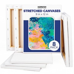 Horizon Group USA Painting Panel Stretched Canvas, 9″ x 12″, Pack of 8