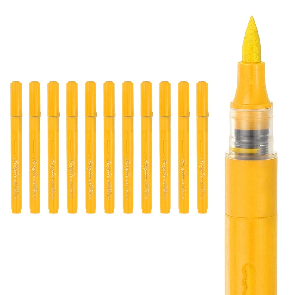 12pcs Acrylic Paint Markers, 4mm Acrylic Marker Paint Pens,Light Yellow