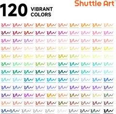 120 Colors Dual Tip Brush Marker Pens with 1 Coloring Book, Fineliner and Brush