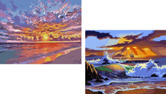 JETHAMI 2 Pack DIY Paint by Numbers Beach Sunrise/Sunset Landscape 16×20 inches