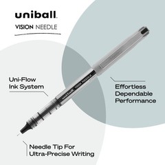 uni-ball(R) Vision(TM) Rollerball Pens, 0.7 mm, 12 Count (Pack of 1), Black