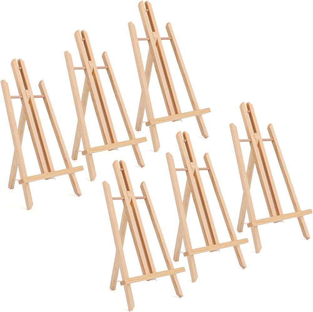6 Pack 16″ Art Easel Stand Tabletop Wooden Display Stand Photo Holder Display…