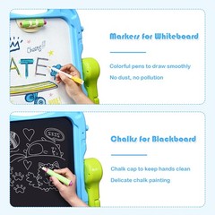Height Adjustable Kids Art Easel Magnetic Double Sided Board w/ Accessories Blue