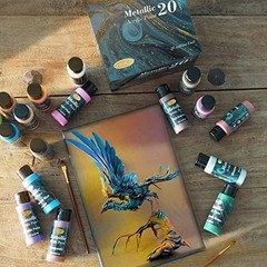 42 PCS Metallic Acrylic Paint Set of Premium 30 Colors，Professional Grade Metall