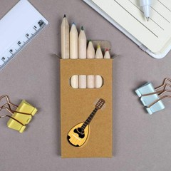 6 x ‘Wooden Mandolin’ Short 85mm Pencils / Coloured Pencil Set (PE00087012)