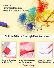 Fantastory Long Soft Chalk Pastels Set, 72 Sticks,Includes 5 Fluorescent Colors;