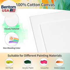 8 Pack 8 * 10In Canvas Boards for Painting, Art Canvas for Drawing with 16 Brush