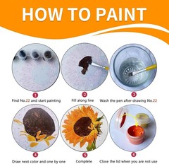 2 Pack Paint by Numbers Kit 16×20 Canvas Cabin Lake & Flower Mountain Landscape