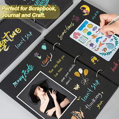30 Pack Metallic Marker Pens, 24 Colors Fine Tip Paint Pens with 6 Stencils for
