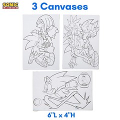 Sonic The Hedgehog Canvas Paint Set for Kids with 3 Canvases, Acrylic Paint, …